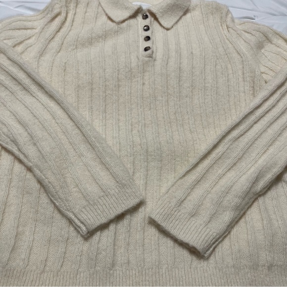 Banana Republic Heritage Cream Sweater Polo Wool Alpaca - Picture 7 of 11